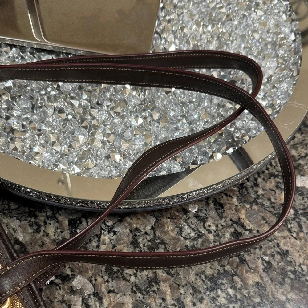 Coach Brown Signature Canvas Tote with Dark Brown Trim EUC